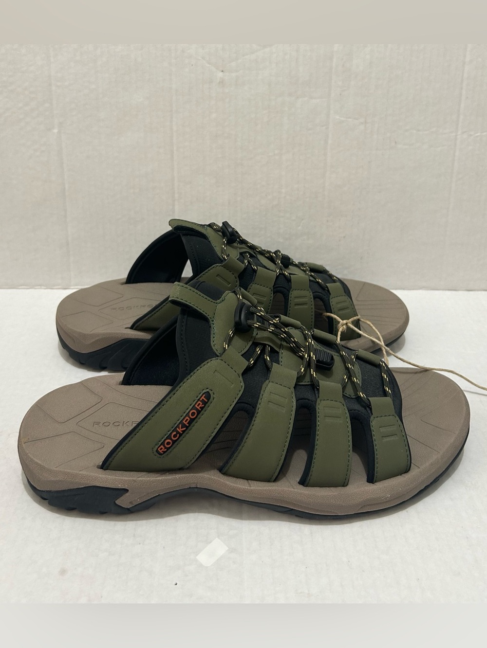 Rockport Men’s Olive Green and Tan Slide Sandals Size 13